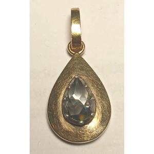 Diamante a goccia puro di mezzo carato sfaccettato, entro montatura in oro gr.2,2 -anni 60'-70'