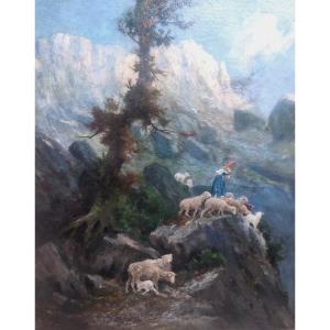 Antonino Leto 'Pascolando su monte Solaro' olio su tela cm.145x122.