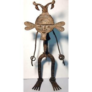 Feticcio Fon in bronzo del Benin. Potente oggetto voodoo, proteggeva da ogni minaccia.