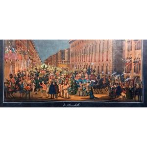 Ippolito Caffi 'Li Moccoletti', la festa del Carnevale a Roma.  Replica del soggetto  (1841)-