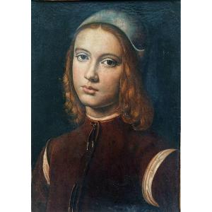 Il Perugino. Superba copia antica del famoso ritratto esposto al Museo degli Uffizi.