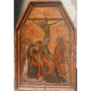 La Crocifissione di Cristo. Fondo oro realizzato dal grande falsario Icilio Federico Joni .