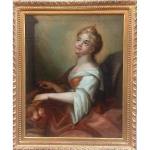 Santa Cecilia in estasi mentre suona la spinetta. Scuola italiana o francese del XVIII secolo 
