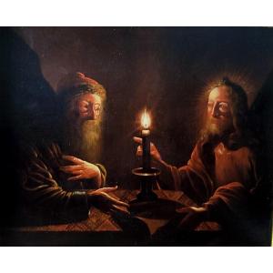 Trophime Bigot - opera suggestiva del XVII secolo 'Cristo e Nicodemo' cm.107x133 –