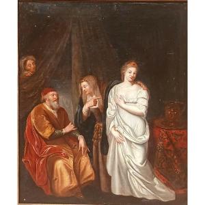 'Sara conduce Agar ad Abramo' - Scuola fiamminga degli inizi del XVIII secolo (cm.60x52)