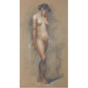 Francesco Paolo Michetti 'Timidamente nuda' Pastello del periodo francese del Maestro abruzzese