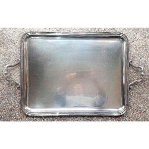 Vassoio in rame lamina argento italiano del primo 900' cm. 42x54 + manici