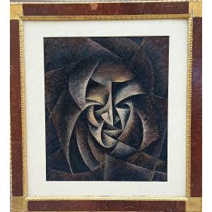 Cubo futurista russo degli anni '30, influenzato da Kazimir Malevich. Olio su faesite