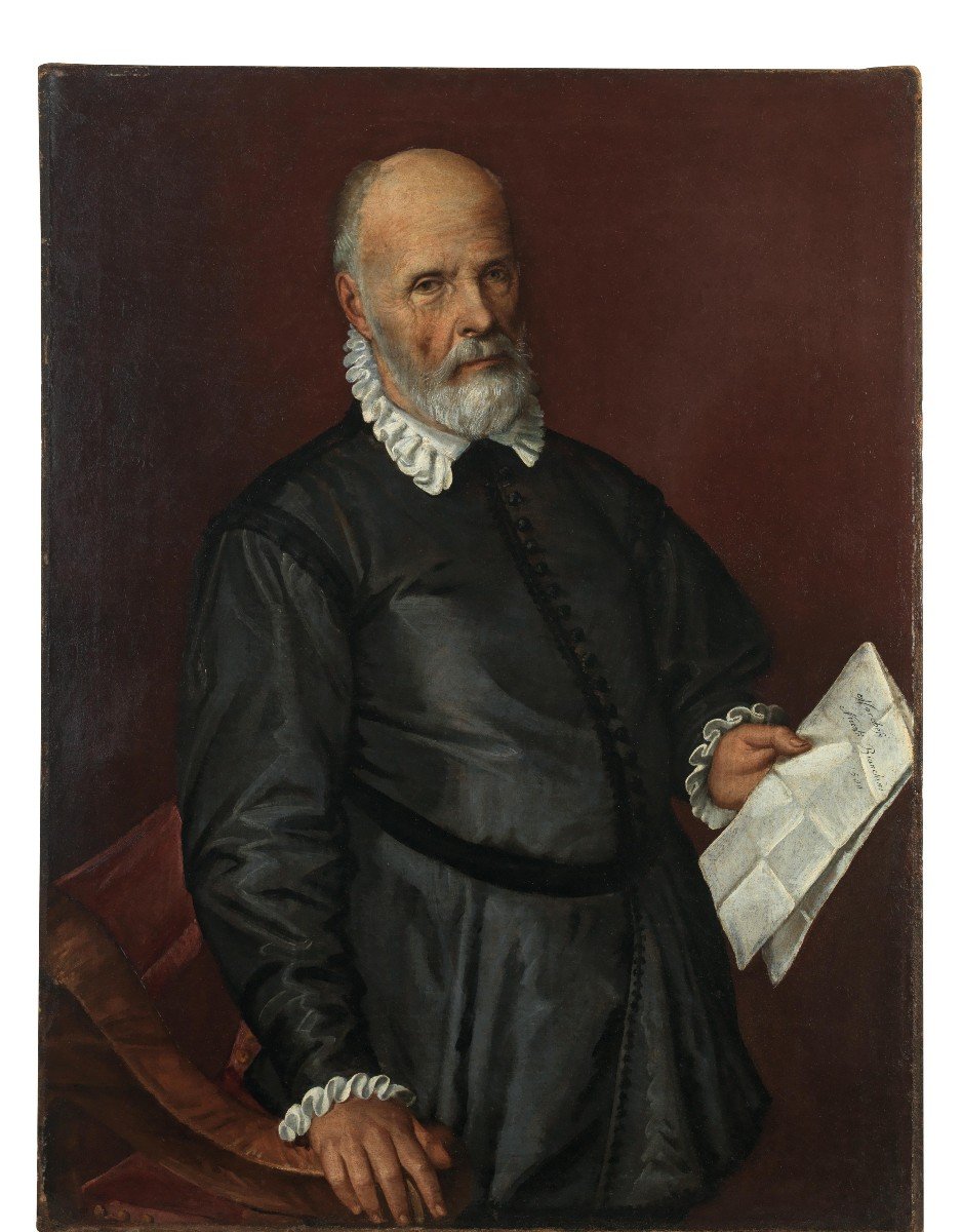 Bartolomeo Passerotti (Bologna,1529 - 1592)  "Ritratto di gentiluomo con lettera"-photo-2