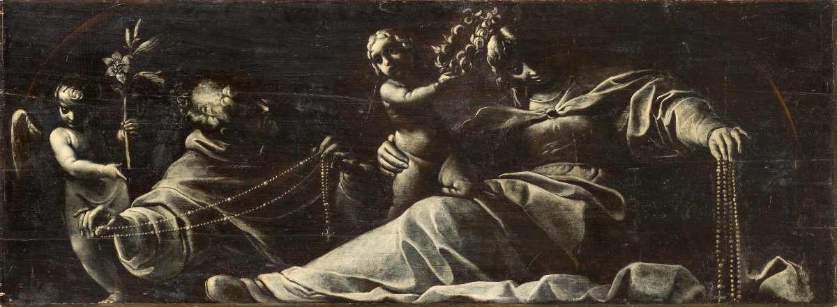 Alessandro Tiarini (Bologna 1577 – 1668)  “San Domenico con la Vergine del rosario"