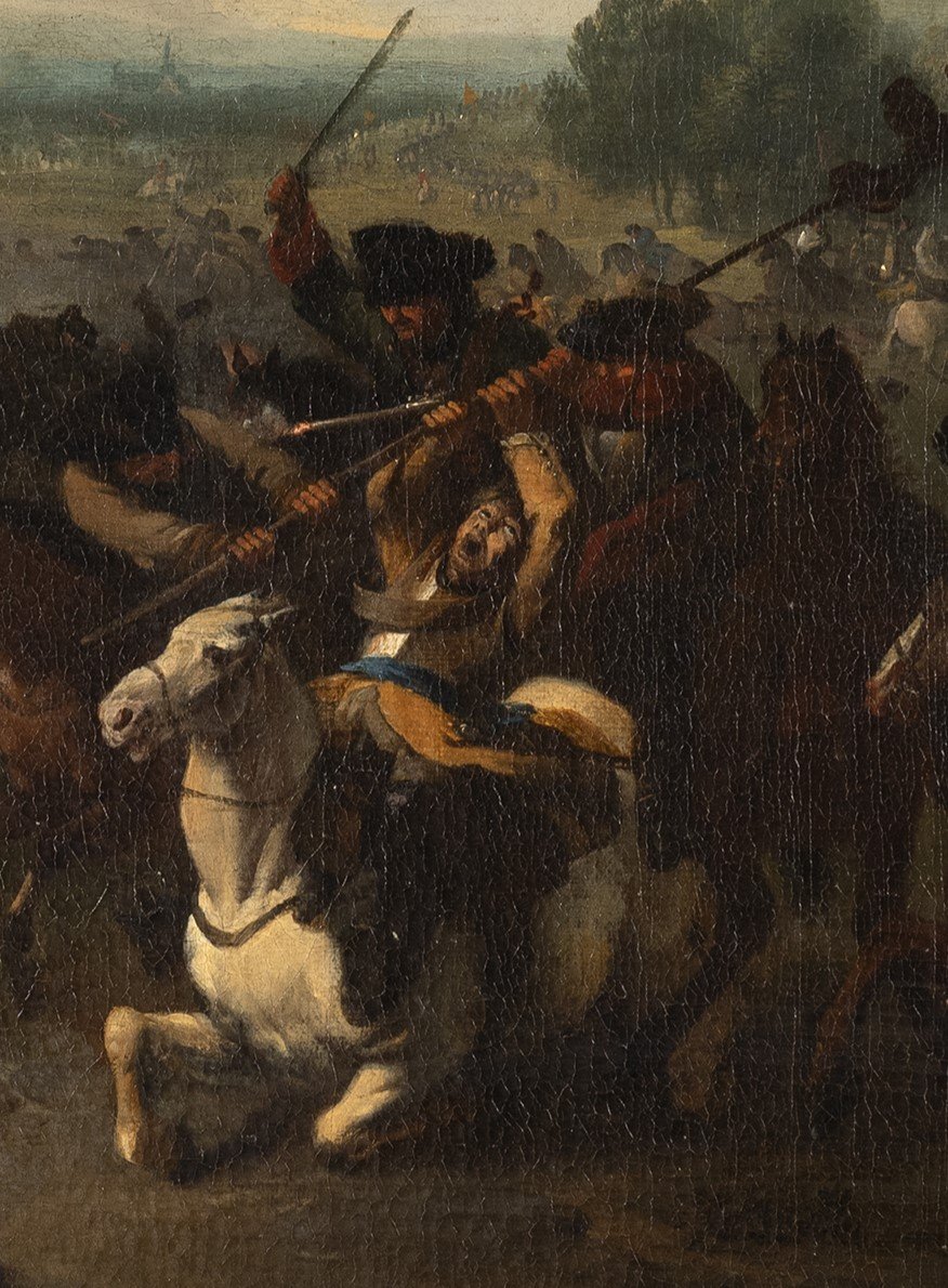 Jan Van Huchtenburg (Haarlem,1647- Amsterdam,1733)  "Scena di battaglia"-photo-2