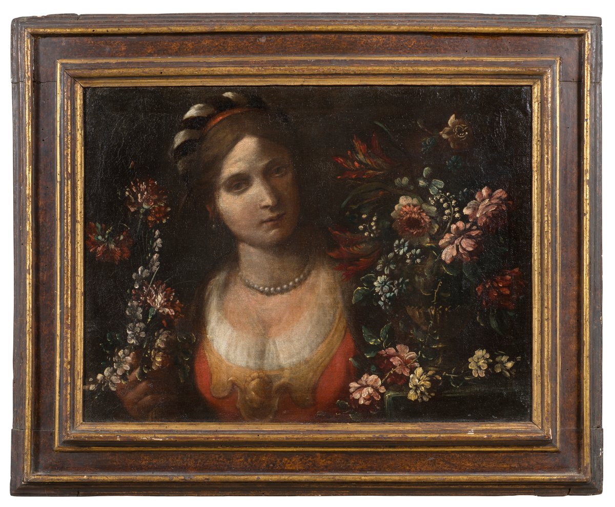 PIETRO PAOLINI (Lucca, 1603 - 1681) Giovane figura femminile in veste di Flora