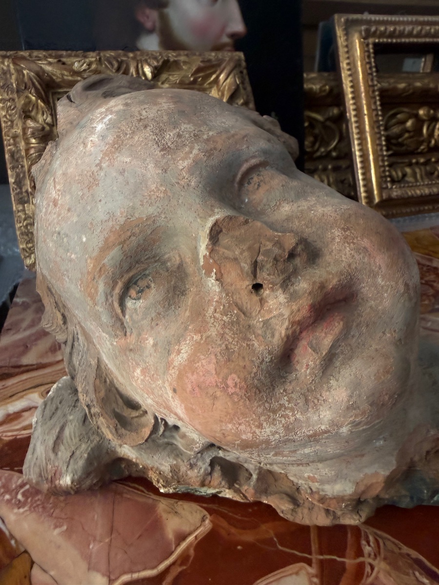 Plasticatore romano del sec. XVII Testa di putto in terracotta-photo-1