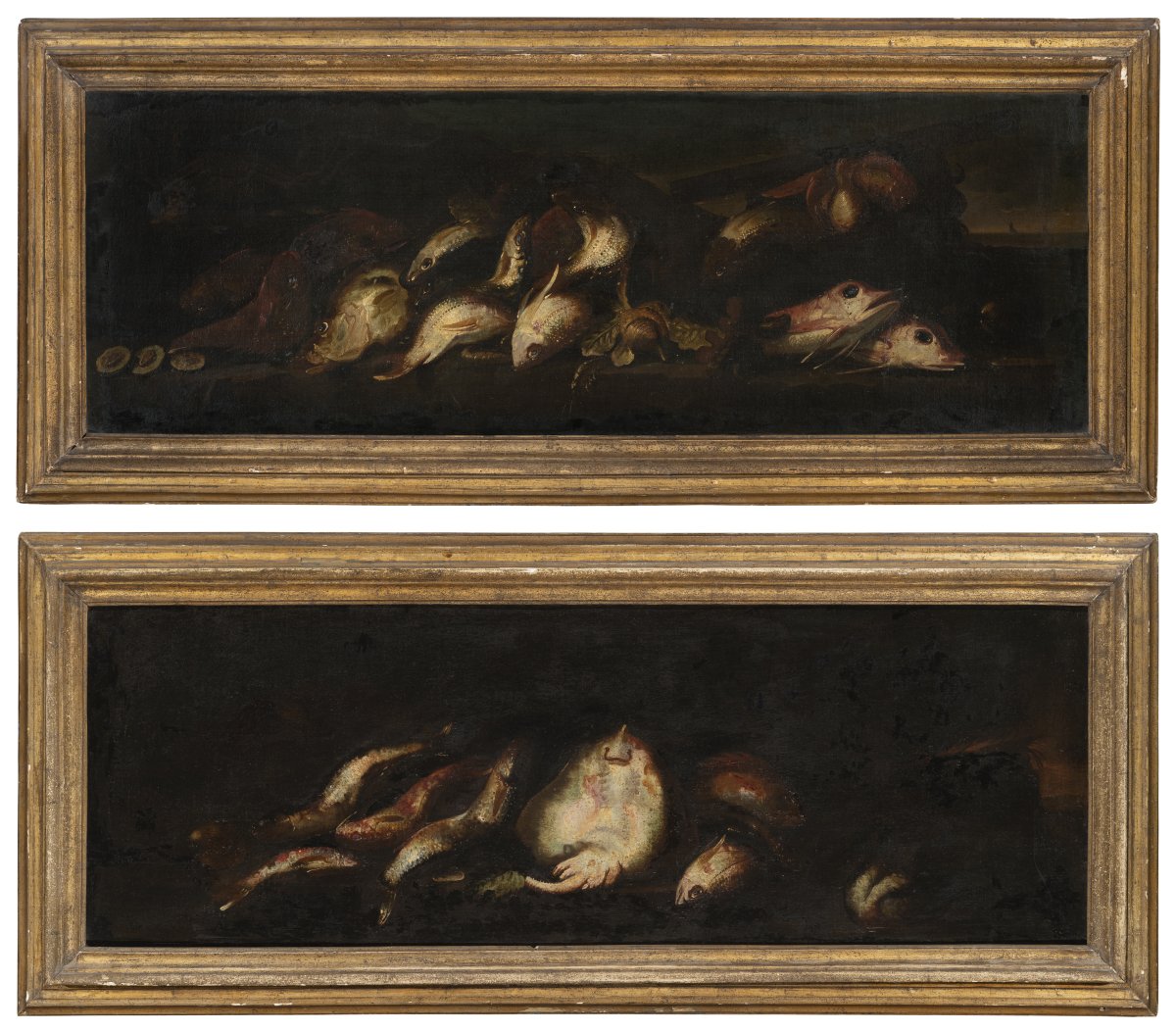 Elena Recco (Napoli, 1654- Madrid,1715)  Coppia di nature morte 
