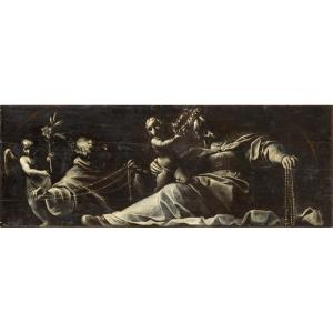 Alessandro Tiarini (Bologna 1577 – 1668)  “San Domenico con la Vergine del rosario"