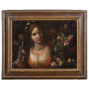 PIETRO PAOLINI (Lucca, 1603 - 1681) Giovane figura femminile in veste di Flora
