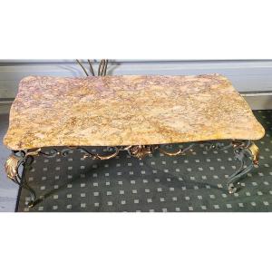 Wrought Iron And Marble Coffee Table 1950 