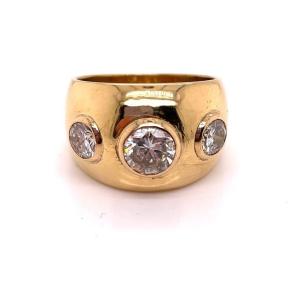 Ring Bangle Yellow Gold 3 Diamonds