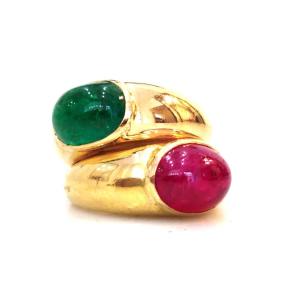 Poiray Emerald Ruby Double Band Ring