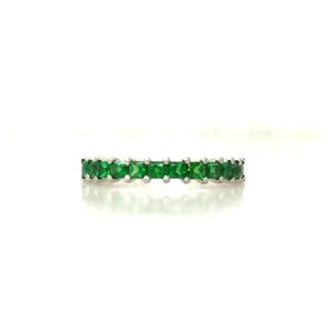 Half Wedding Ring Tsavorite Garnets White Gold