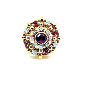 Antique Garnet Diamond Rose Gold Ring