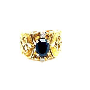Yellow Gold Sapphire Diamond Band Ring