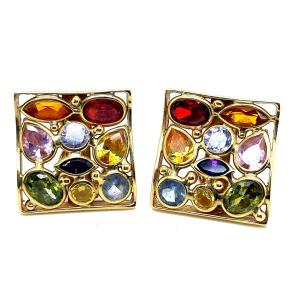 Yellow Gold Fine Stone Earrings