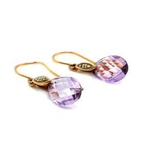 Pair Of Rose Gold Amethyst Earrings