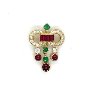 Ruby, Emerald, And Diamond Pendant