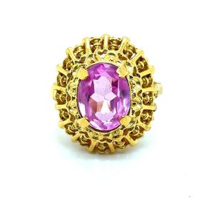 Vintage Yellow Gold Ring With Rose Stone