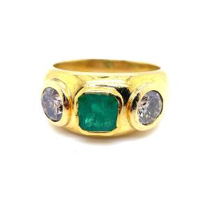 Emerald And Diamond Bangle Ring