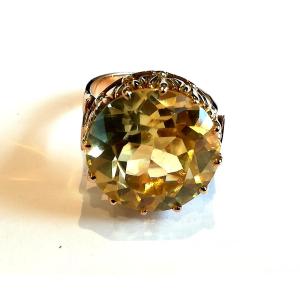 Rose Gold Ring With Yellow Stone