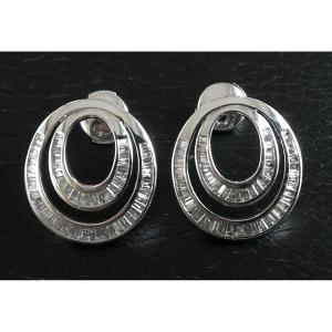 Pair Of White Gold Diamond Baguette Earrings