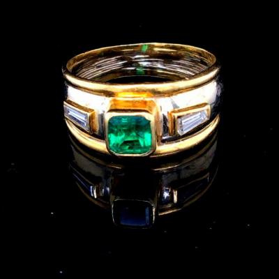 2 Emerald Gold Bangle Ring