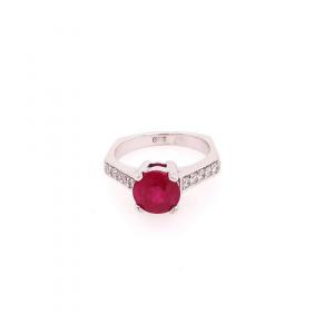 White Gold Ruby Diamond Ring