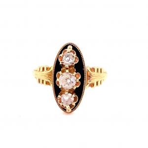 Antique Gold Enamel Diamond Ring