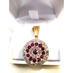Antique Ruby Diamond Pendant