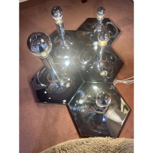 Set Of 5 Hexagonal Chrome Wall Or Ceiling Lights By Motoko Ishii