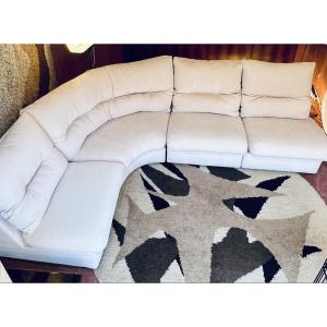 Modular Sofa, Off-white Corduroy, 4 Elements: 3 Armchairs + 1 Corner Unit, 1970s