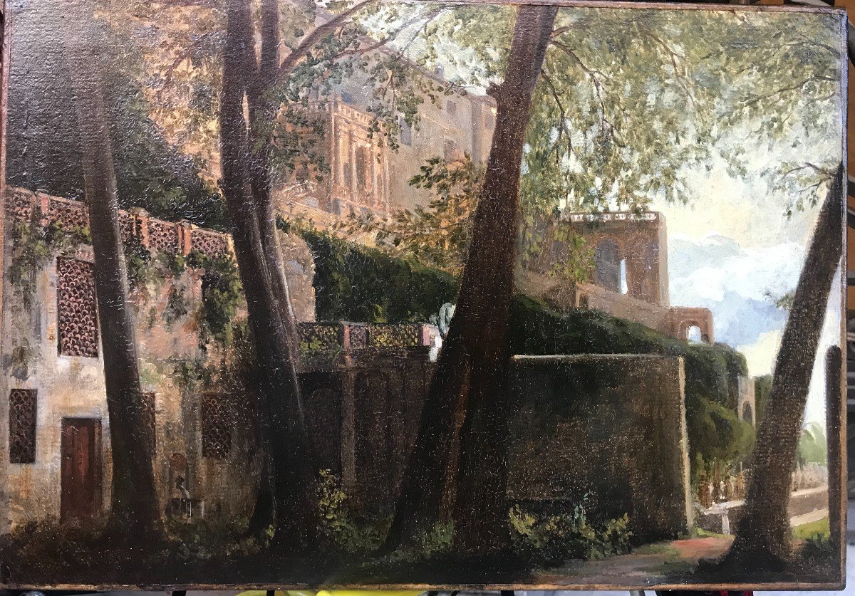 Charles Eastlake - olio su carta Tivoli Villa d'Este Roma grand tour Inghilterra