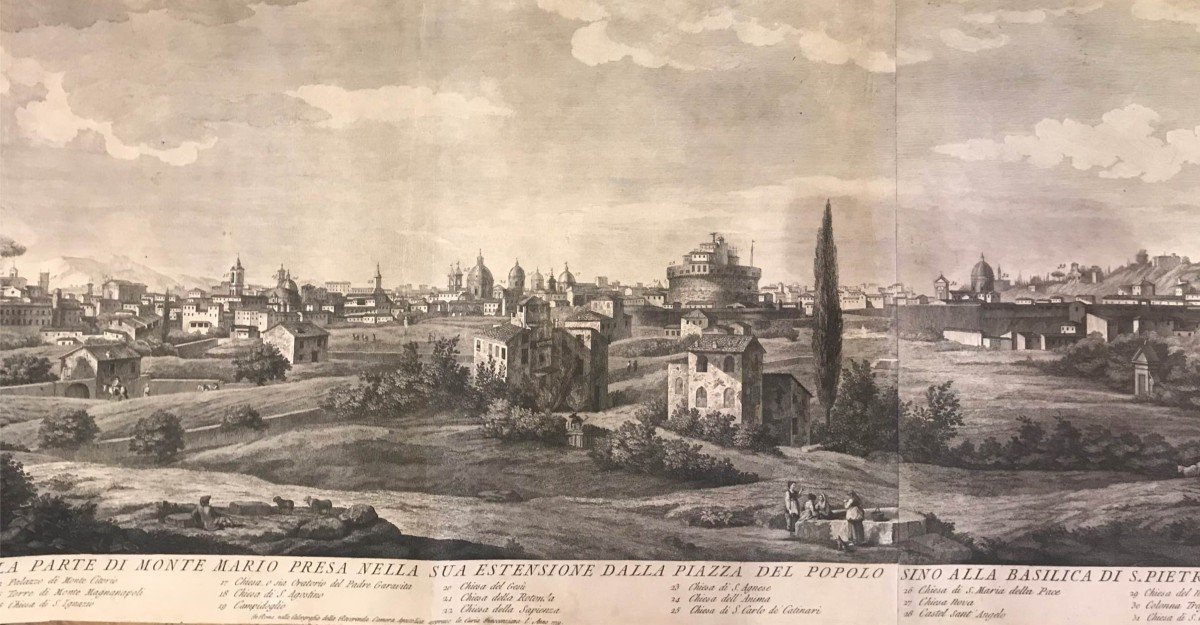 Giovanni Volpato - acquaforte - Roma da Monte Mario - 1779 Roma Italia Grand Tour-photo-1