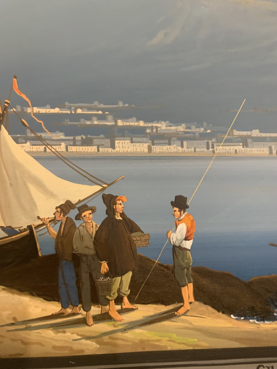 Camillo de Vito (attr.) Eruzione del Vesuvio  1839 - Gouache napoletana - Napoli Italia-photo-3