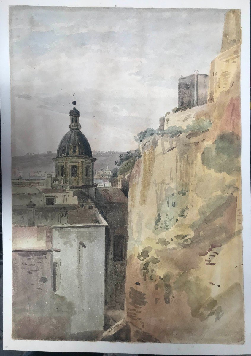 IBBETSON, John Thomas - Veduta di Napoli - Chiesa della Concezione a Chiatamone - Inghilterra