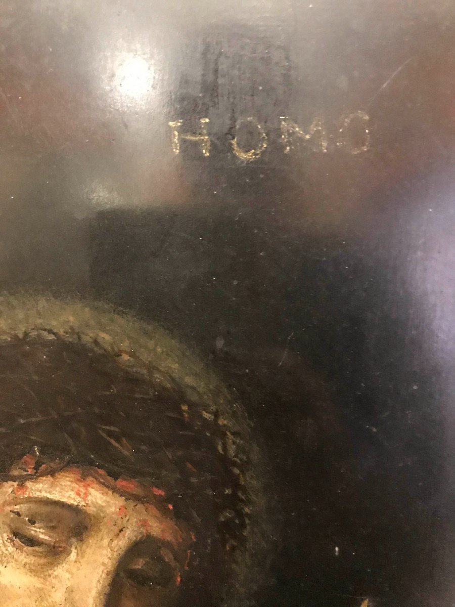 Anonimo - Ecce Homo - dipinto su pietra lavagna - XVIII secolo Italia Francia Europa-photo-1