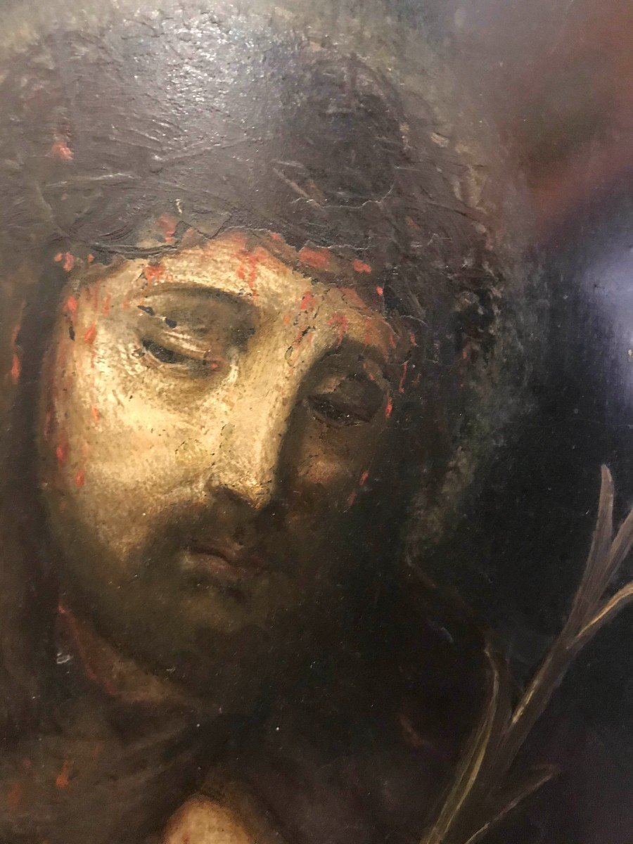 Anonimo - Ecce Homo - dipinto su pietra lavagna - XVIII secolo Italia Francia Europa-photo-4