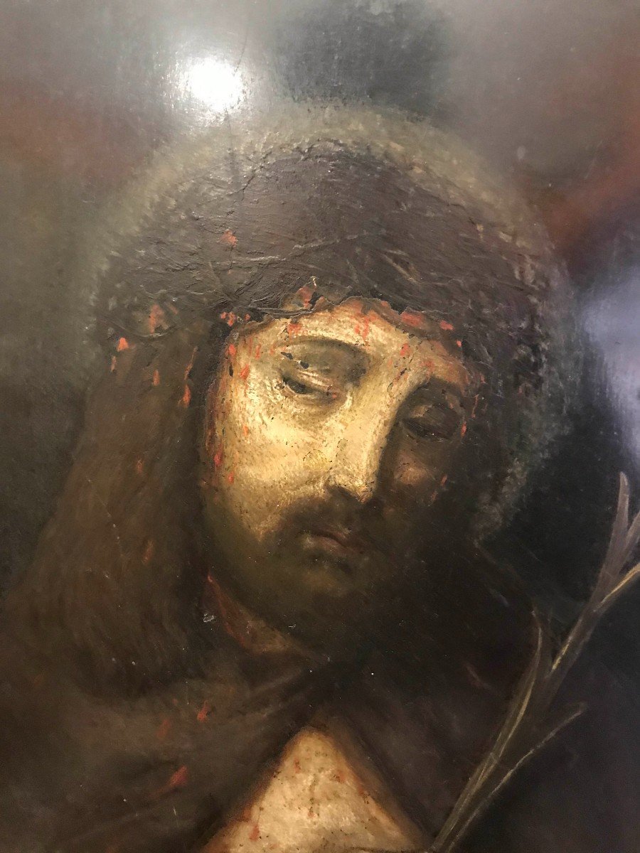 Anonimo - Ecce Homo - dipinto su pietra lavagna - XVIII secolo Italia Francia Europa-photo-5