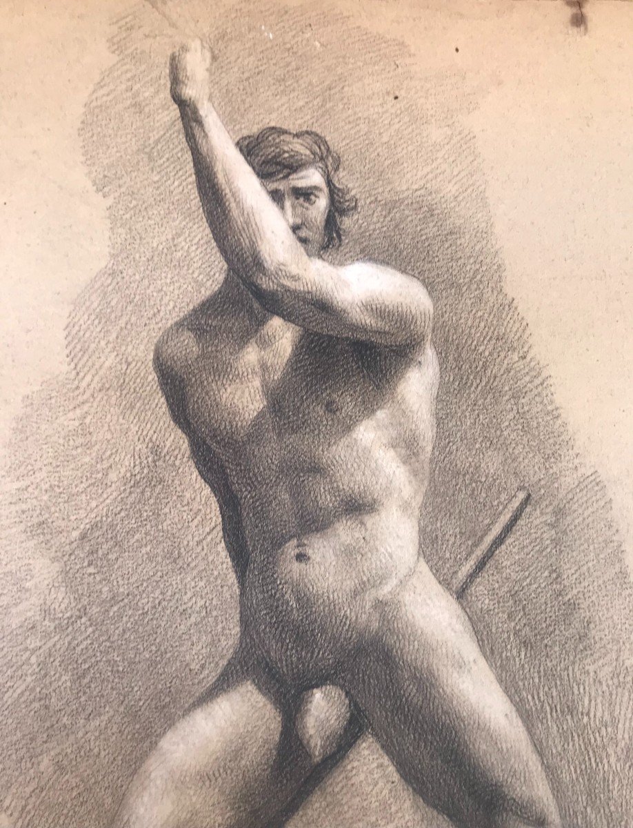 Nudo maschile accademico- Accademia nudo uomo - Italia Francia 1820 ca-photo-3