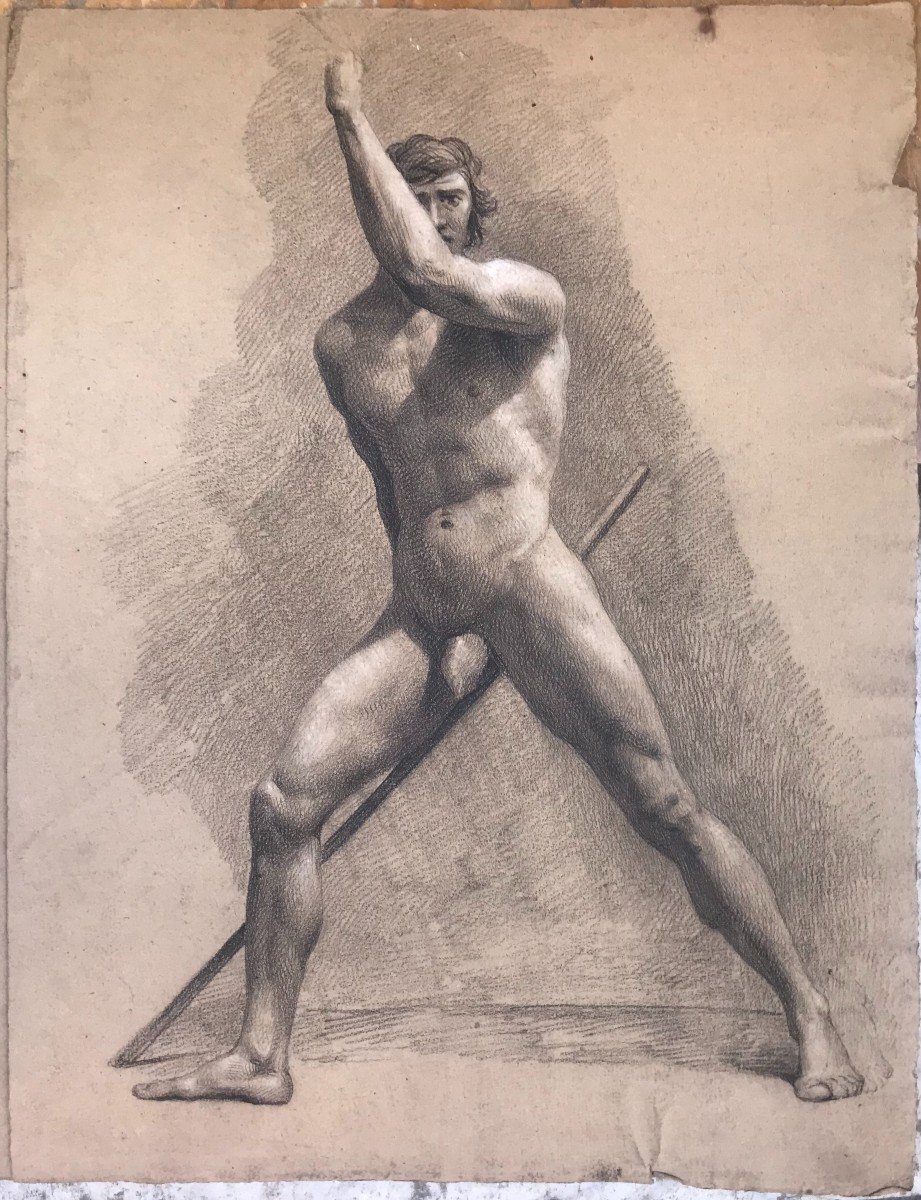 Nudo maschile accademico- Accademia nudo uomo - Italia Francia 1820 ca