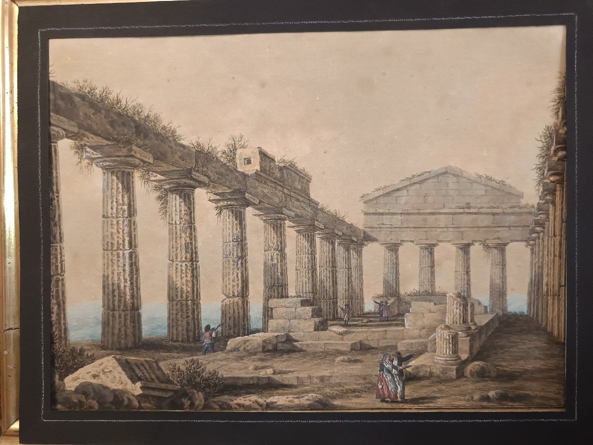 coppia di acquerelli della fine del settecento autore siciliano del Grand Tour-photo-2