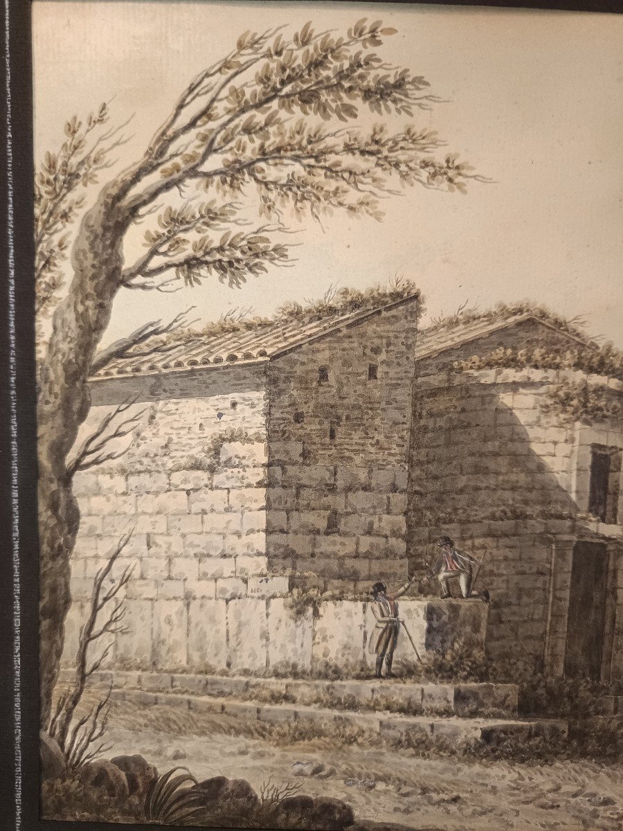 coppia di acquerelli della fine del settecento autore siciliano del Grand Tour-photo-3